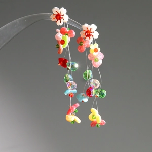 Colorful Summer Dopamine Floral Tassel Earring Pendant Acrylic Glass Beads DIY Jewelry Making Earring Accessory