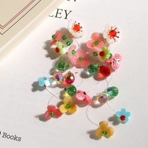 Colorful crystal woven flower tassel earrings with lightweight summer dopamine vibes