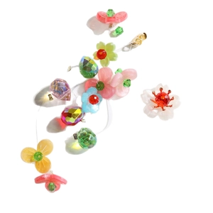 Colorful resin flower beads and faceted crystal dangles for summer jewelry making