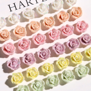 Pastel cream-style ceramic rose flower accessories with pearlescent finish for DIY jewelry