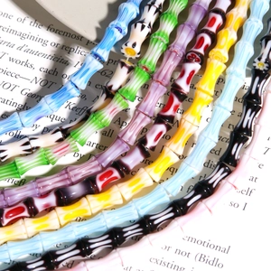 Vintage Bamboo Joint Millefiori Glass Beads Lampwork Spacer Beads Colorful Handmade Floral Beads For DIY Jewelry Making Findings Women