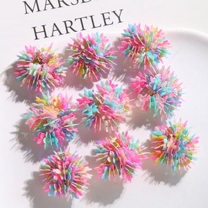 Colorful floral DIY handmade accessories set for earrings and hair clips in white plate