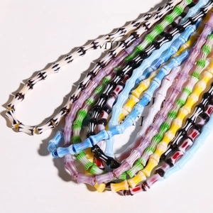 Colorful bamboo-shaped millefiori glass beads for handmade jewelry DIY bracelets
