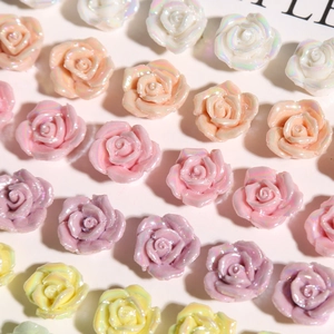 Colorful iridescent resin mini roses for DIY earrings and phone case decoration