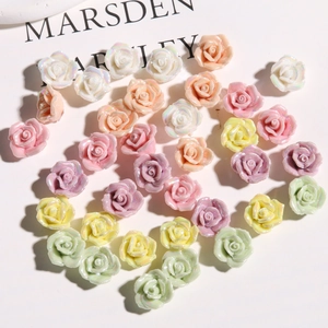Colorful iridescent resin rose flower beads for DIY jewelry and phone case decoration