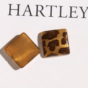 Detail van glitter goud en luipaardprint acryl vierkante bedeltjes voor DIY sieraden
