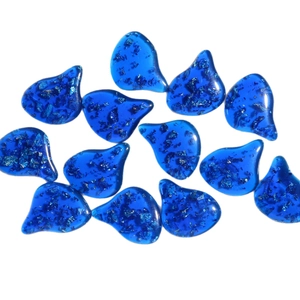 Blue resin water drop charms with silver foil flakes for DIY jewelry and hair accessories