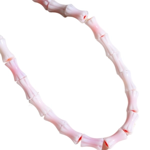 Pink and white gradient bamboo-shaped glass beads for DIY handcrafted jewelry making