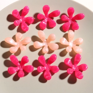 DIY Resin Five Petal Flower Accessory With Glitter Pearlescent Design For Hair Clips Shoes Jewelry Making Sweet Pink Decor