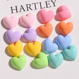 Breloques cœur en résine brillantes couleurs macaron pour bricolage et accessoires DIY