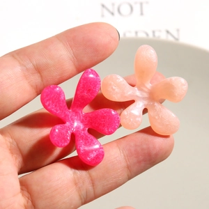 Exaggerated pink resin tulip flower charms for DIY hair clips and headwear accessories