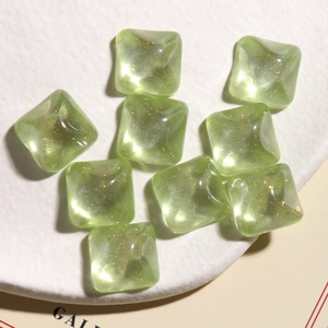 Avocado green square resin glitter beads for DIY earrings and phone case jewelry accessories