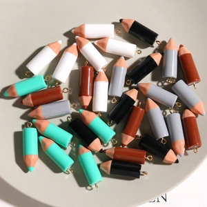 Cute 3D Resin Pencil Pendants DIY Accessories For Earrings Hair Accessories Crafting Realistic Pencil Charms Jewelry Making Components