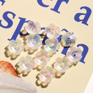Iridescent AB four-leaf clover flower charms for DIY summer nail art and jewelry