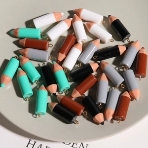 Colorful resin pencil charms with golden hooks for DIY earring and jewelry making