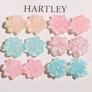 Sparkling resin gardenia flower DIY charm accessories for hair clips in assorted colors