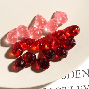 Perle a fragola in resina traslucida rossa e rosa per creazione di gioielli DIY