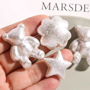 Pearlescent white 3D bear star flower charms for DIY crafts and phone case decoration