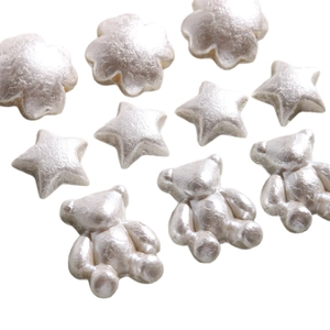 Pearlescent white bear star flower DIY charms for jewelry making and hair accessories