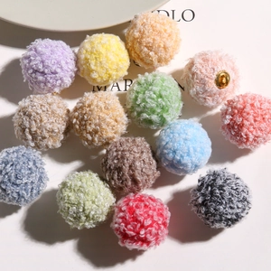 Colorful plush lamb wool pompom charms for DIY jewelry and earring accessory kits