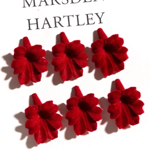Set of 6 velvet burgundy leaf charms for DIY earrings and hair accessory materials