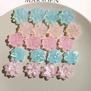 Glitter Resin Camellia Gardenia Flower Patches DIY Accessories For Hair Clips Headwear Jewelry Making Handmade Material Decor