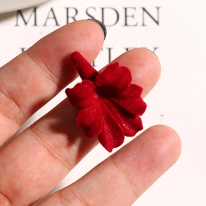 Burgundy velvet flocked flower accessory for DIY jewelry making and hair decoration