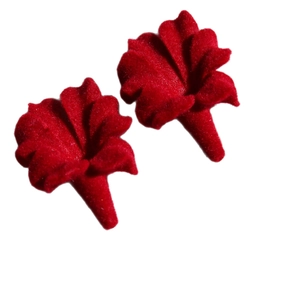 Elegant burgundy velvet flocked trumpet flower charms for DIY jewelry and hair accessories