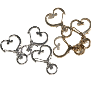 Chiusure a moschettone minimaliste a cuore in oro e argento per portachiavi fai-da-te
