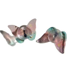 Breloques papillon dégradé rose et bleu pour chaussures DIY avec paillettes dorées