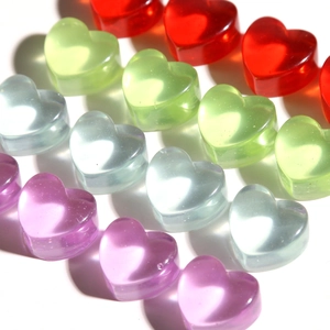 Translucent heart resin cabochons in vibrant colors for DIY jewelry and phone case crafts