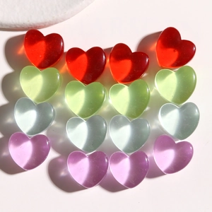 Translucent heart resin charms in purple green red and grey for DIY jewelry making