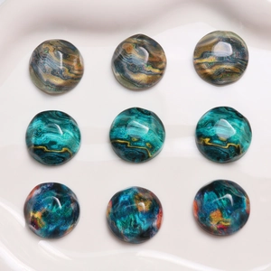 Vintage round resin cabochons with oil painting water ripple prints for DIY earrings