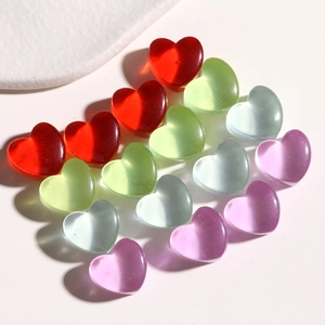 Transparent heart resin charms for DIY earrings and phone case accessories in mixed colors
