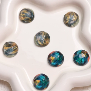 Vintage round resin cabochons with oil painting water ripple patterns for DIY earrings