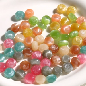 Colorful 15mm round cat-eye resin cabochons for DIY jewelry making and decoration