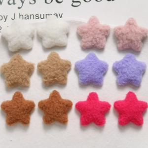 Sweet Plush Star Patch Fabric Metal Embellishment For DIY Hair Clips Phone Case Decoration Soft Star Shape Craft Accessories