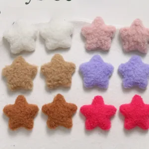 Set of 12 plush five-point star fabric buttons for DIY hair clips and phone accessories
