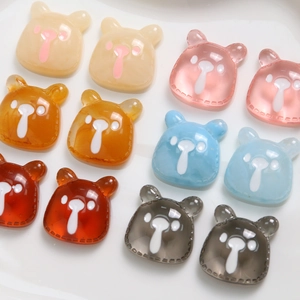 Colorful resin bear DIY craft charms with glossy jelly finish and cute cartoon design