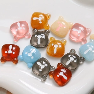 DIY colorful translucent resin cartoon bear charms for jewelry and phone case making