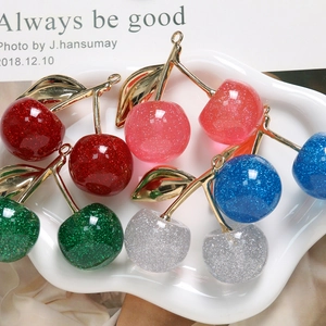 Harz Kirsch Anhänger Mit Legierung Blättern Glitzer Kirsch Charms Für DIY Schmuckherstellung Schlüsselbund Taschen Zubehör Damen Geschenk