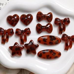 Luipaardprint Hars Bedeltjes Ster Hart Strik Voor DIY Sieraden Maken Accessoires Amber Schildpadpatroon Materiaal Bevindingen