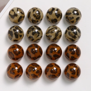 Leopardenmuster Acrylperlen Rund Poliert DIY Schmuck Zubehör Für Ohrringe Haarnadel Herstellung Koreanischer Stil Damen DIY Perlen