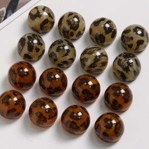 Polierte Acryl-Anhänger mit Leopardenmuster in Beige und Bernsteinbraun für DIY-Schmuck
