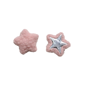 Pink plush star-shaped DIY accessory with silver metal star center for hair clips