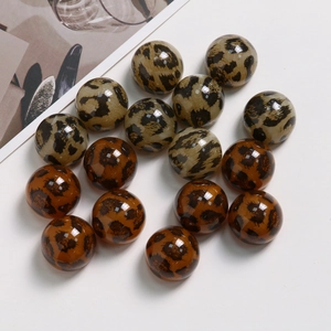 Glänzende Acrylperlen mit Leopardenmuster in Braun und Beige für DIY-Schmuckherstellung