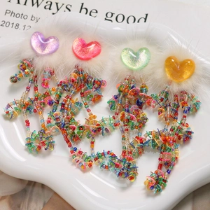 Colorful heart plush hair accessories with tassels and sequins for DIY jewelry