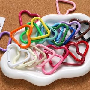 Colorful macaron heart-shaped alloy spring clasps for DIY keychains and jewelry making