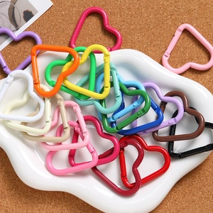Macaron Painted Heart Shaped Alloy Spring Clasp DIY Keychain Accessories Macaron Colored Connector Hook For Bags Handbags Jewelry Making