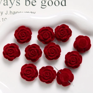 Vintage burgundy velvet rose flower beads for DIY jewelry and hair accessory making
